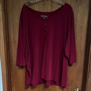 Catherines Deep Red Blouse with Button Detail